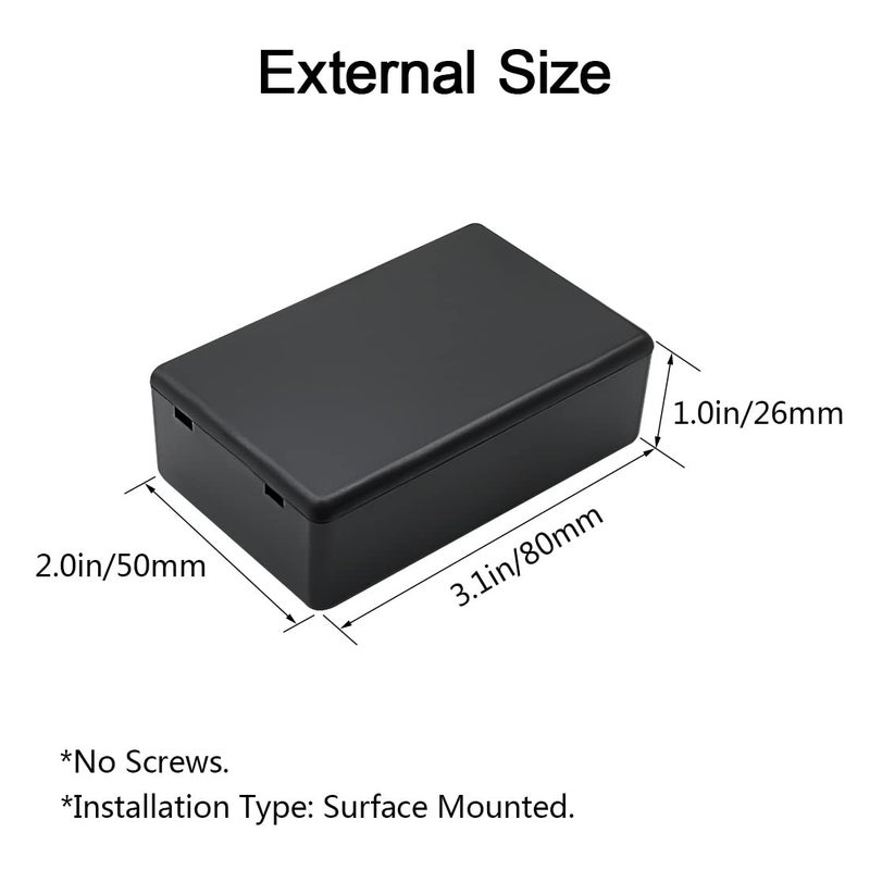 LeMotech 5 Pieces Plastic Project Boxes Junction Case for Electronic Project, Black 3.1 x 2.0 x 1.0 inch (80 x 50x 26 mm) - Image 2